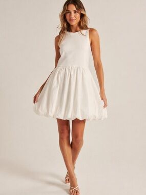 American Eagle Outfitters White Sleeveless A-Line Bubble Hem Mini Dress